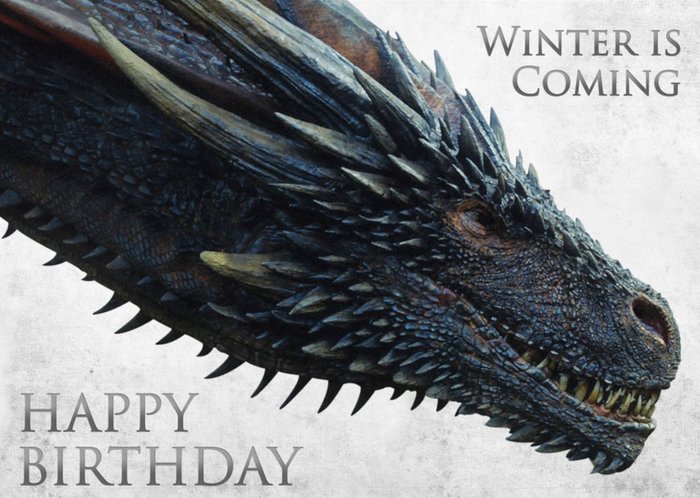 Game of Thrones Drogon Winter is Coming Birthday Card
