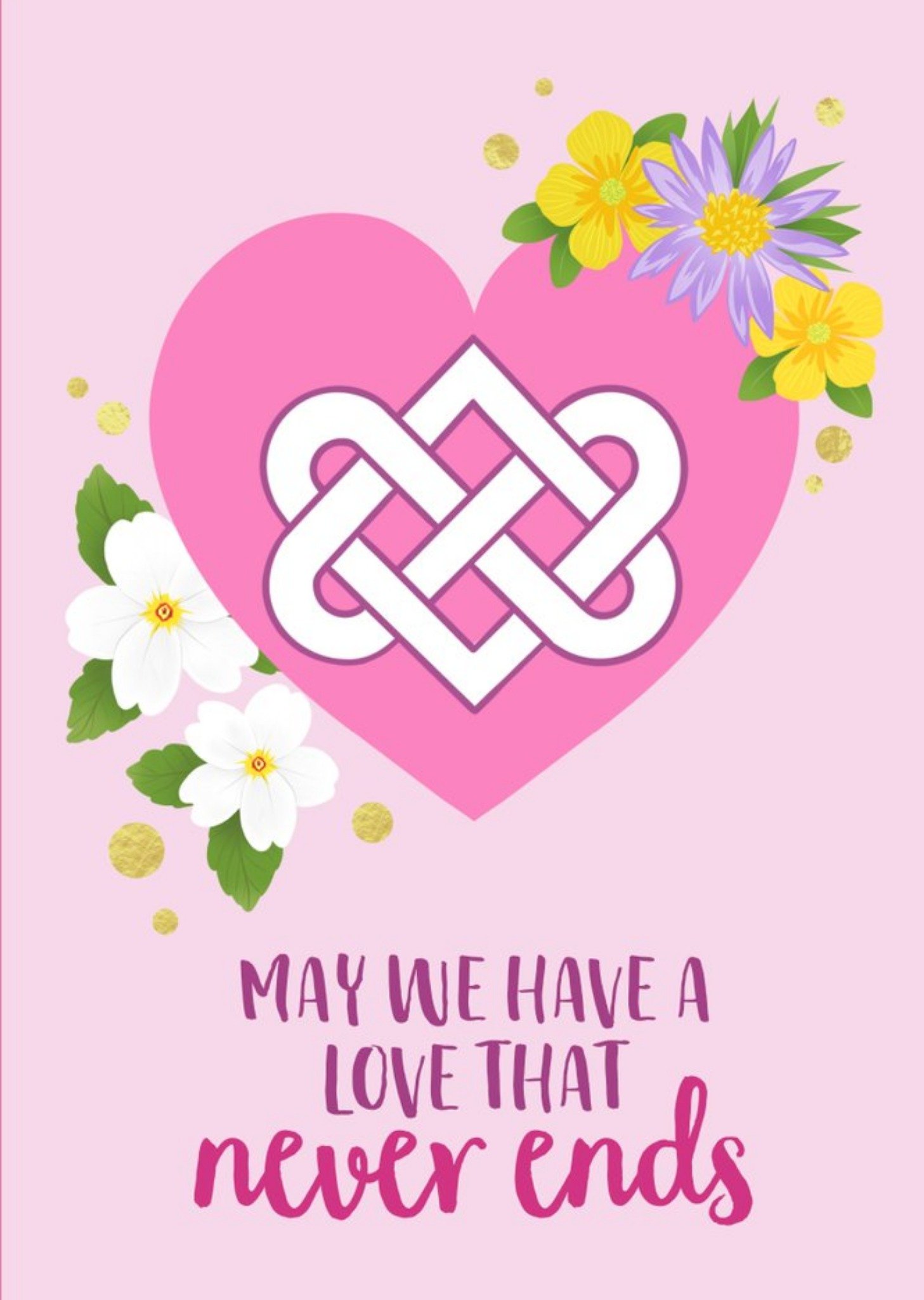 Simple Celtic Illustrated Floral Heart Romantic Card Ecard