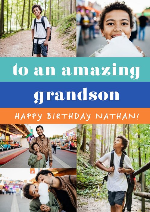 Euphoria Photo Upload To An Amazing Grandson Birthday Card