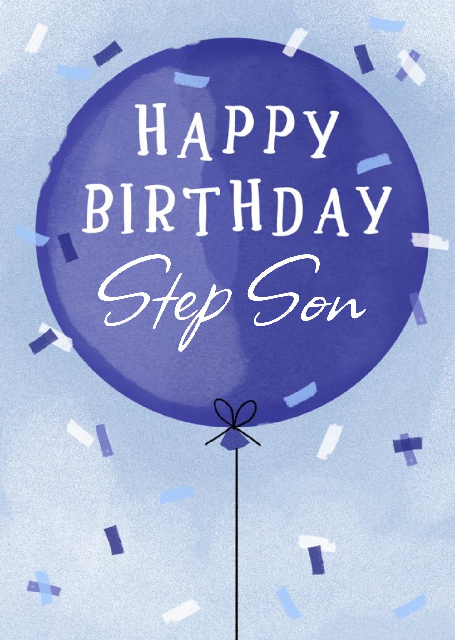 Okey Dokey Design Okey Dokey Illustrated Balloon Happy Birthday Step Son Birthday Card, Large