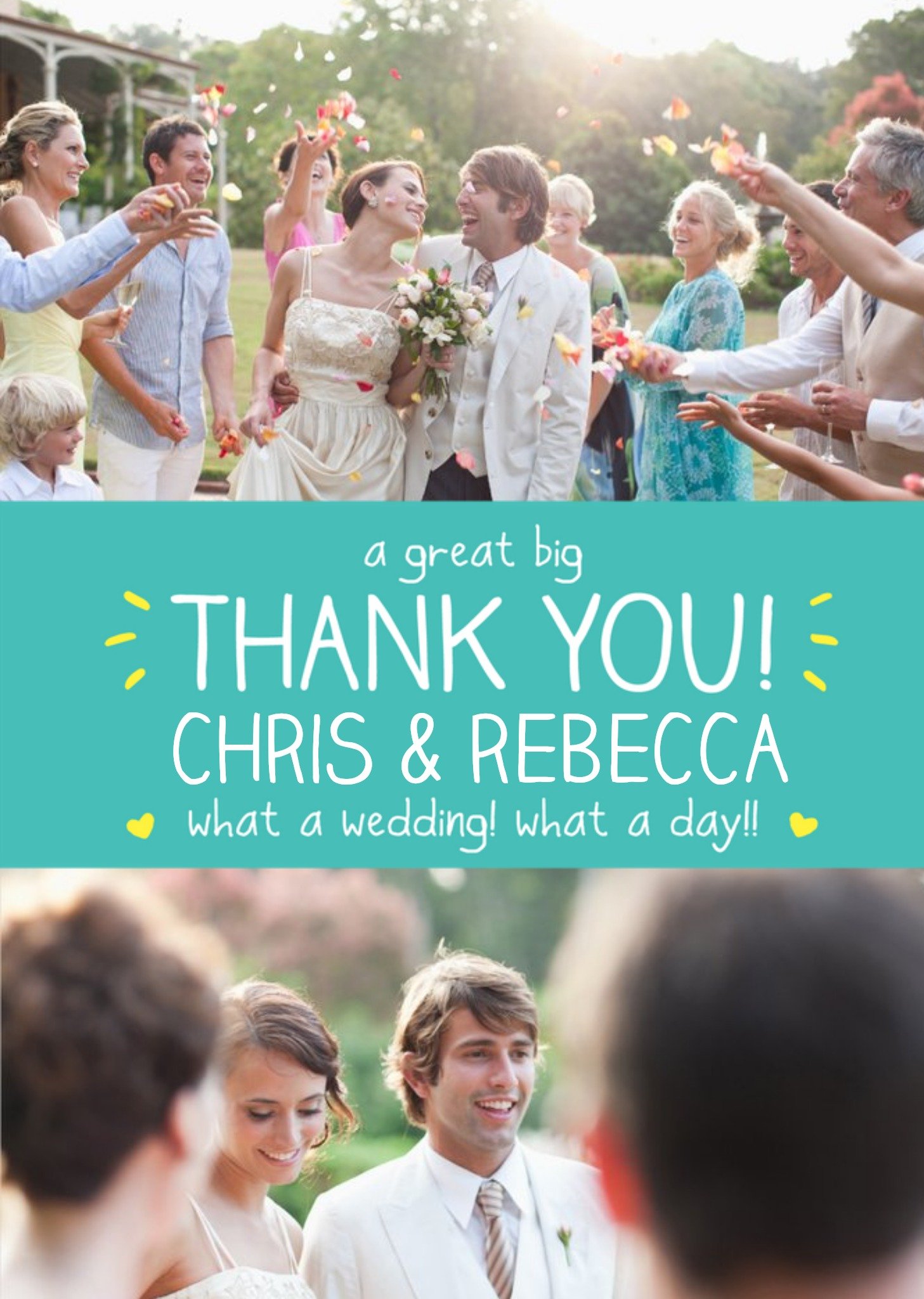 Happy Jackson Typographic Photo Upload A Great Big Thank You. What A Wedding, What A Day Card Ecard