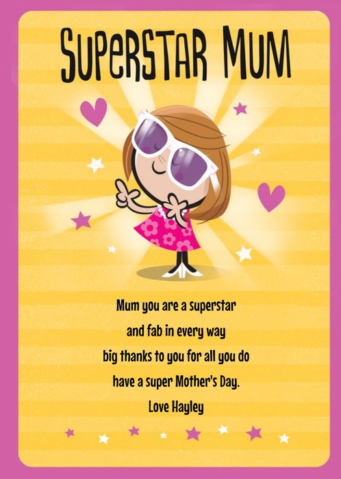 Personalised Superstar Mum Card