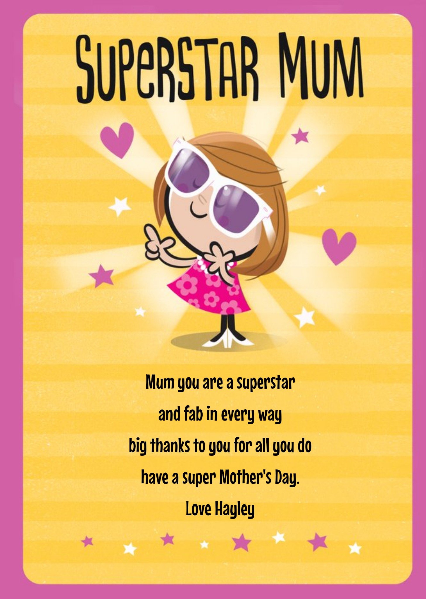 Personalised Superstar Mum Card Ecard