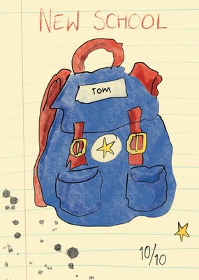 Illustration Of A Backpack New School Card