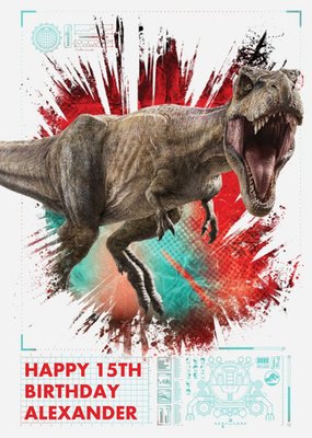 Birthday card - dinosaurs - jurassic world - tyrannosaurus rex