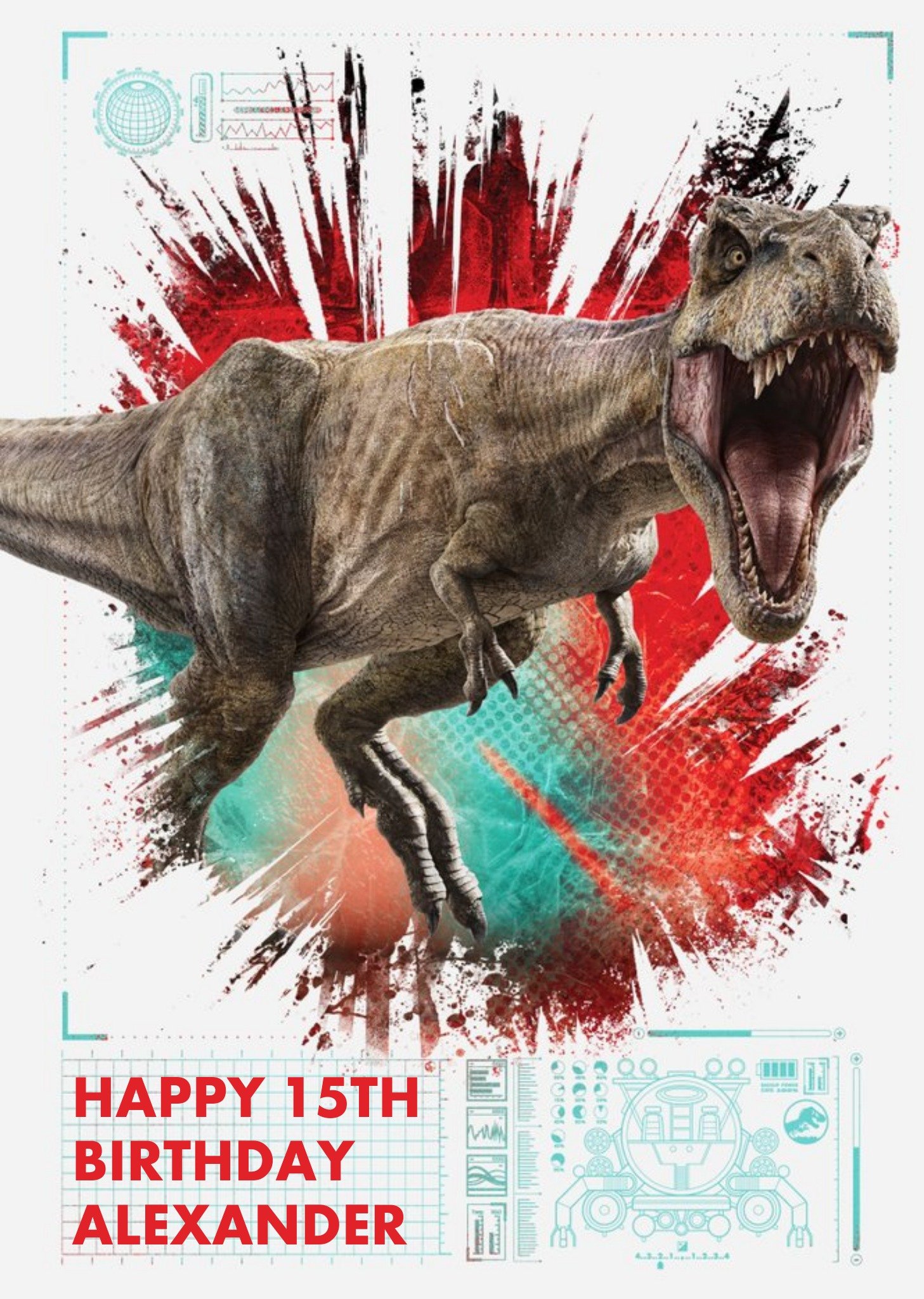 Birthday Card - Dinosaurs - Jurassic World - Tyrannosaurus Rex, Large