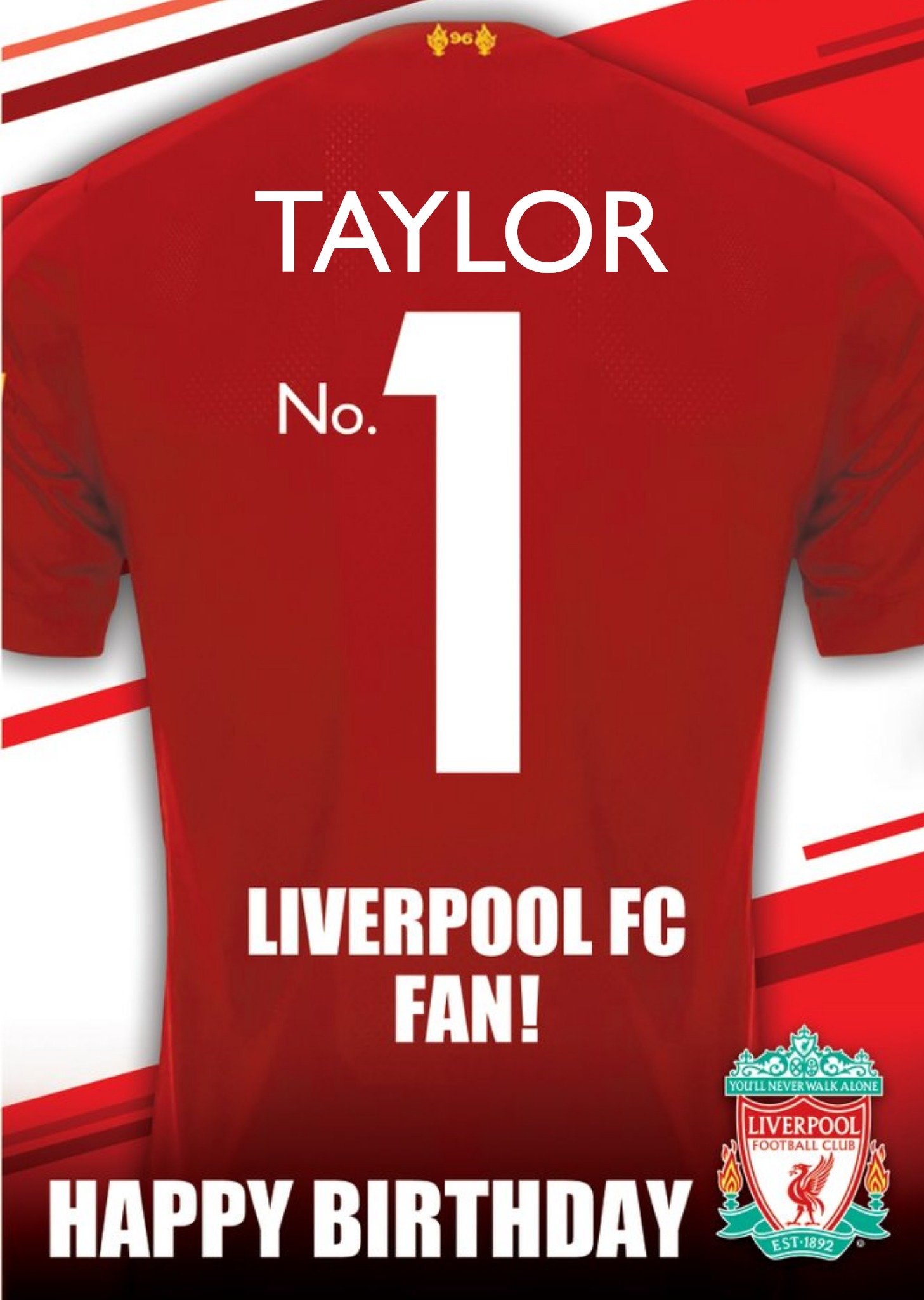 Liverpool Fc Football Club No.1 Fan Football Shirt Birthday Card, Large
