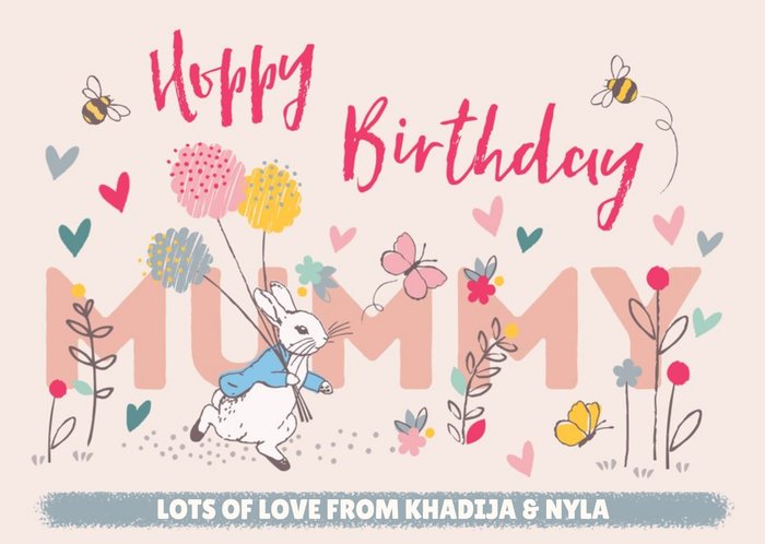 Peter Rabbit Hoppy Birthday Card For Mummy