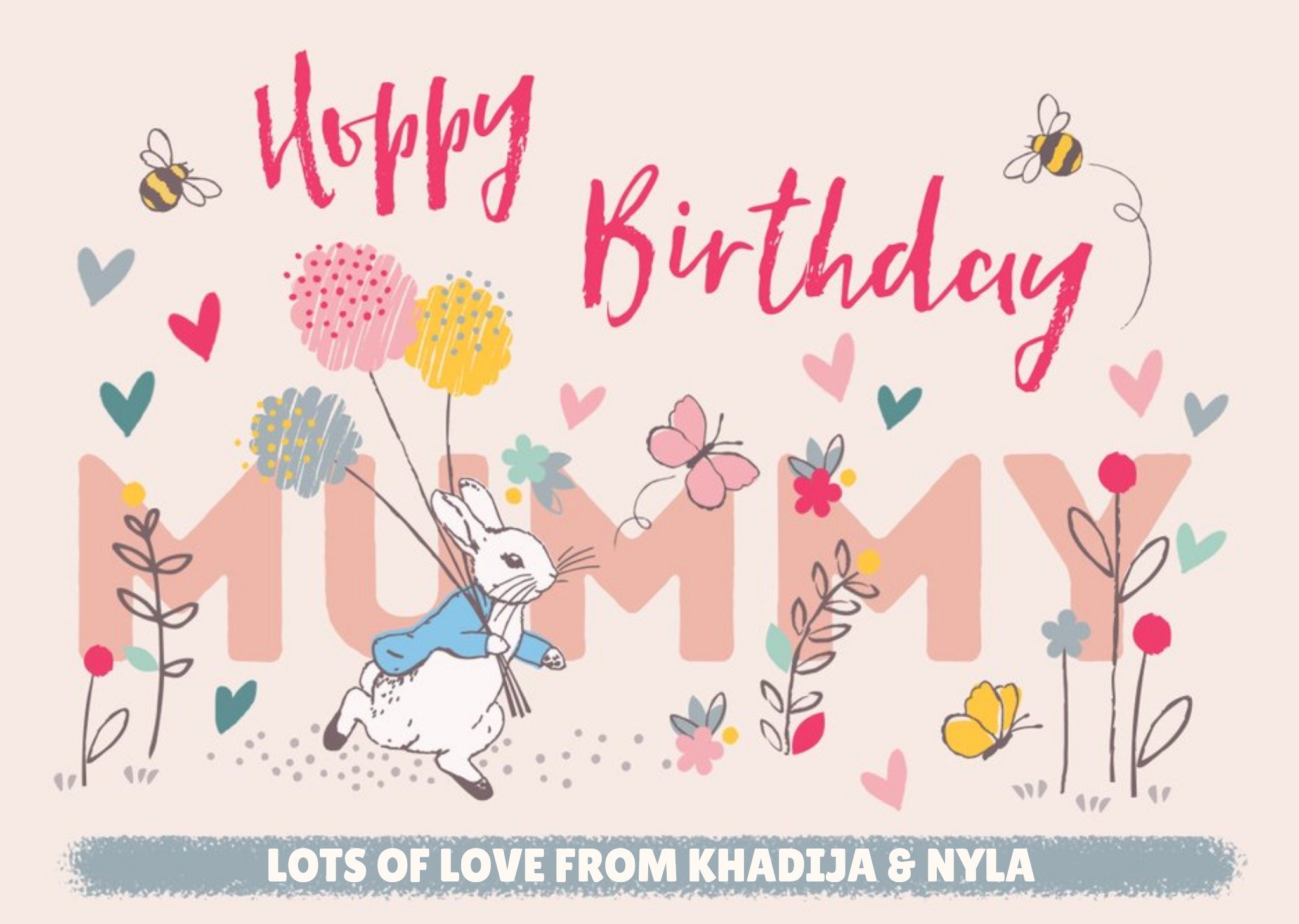Beatrix Potter Peter Rabbit Hoppy Birthday Card For Mummy, Large