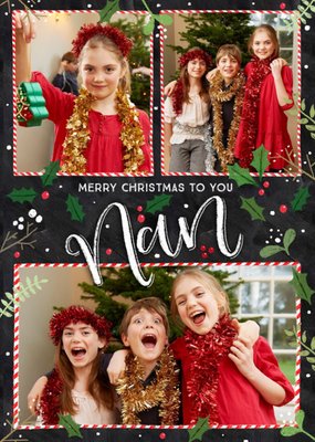 Chalkboard Photo Upload Christmas Card Merry Christmas To You Nan