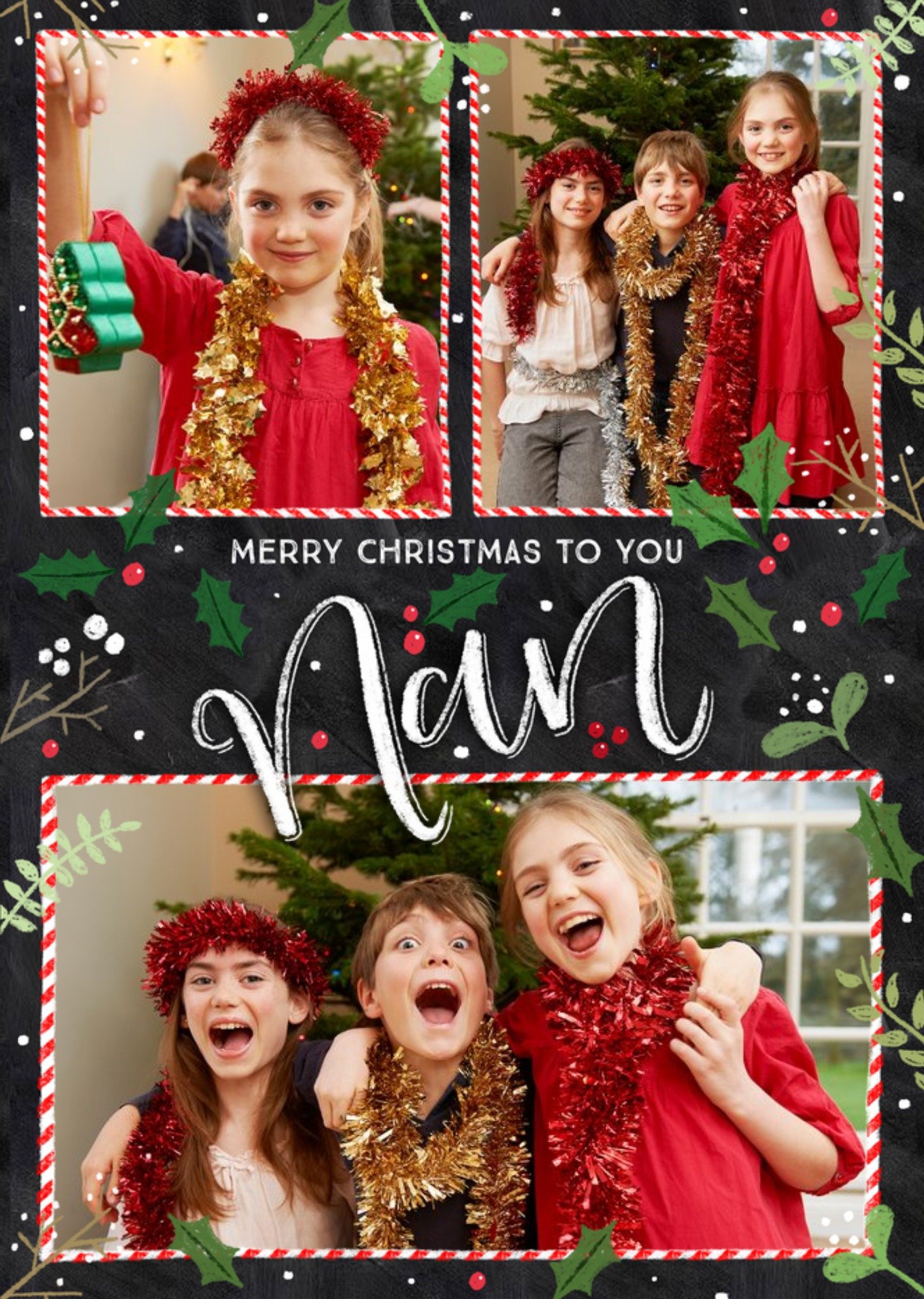 Moonpig Chalkboard Photo Upload Christmas Card Merry Christmas To You Nan, Large