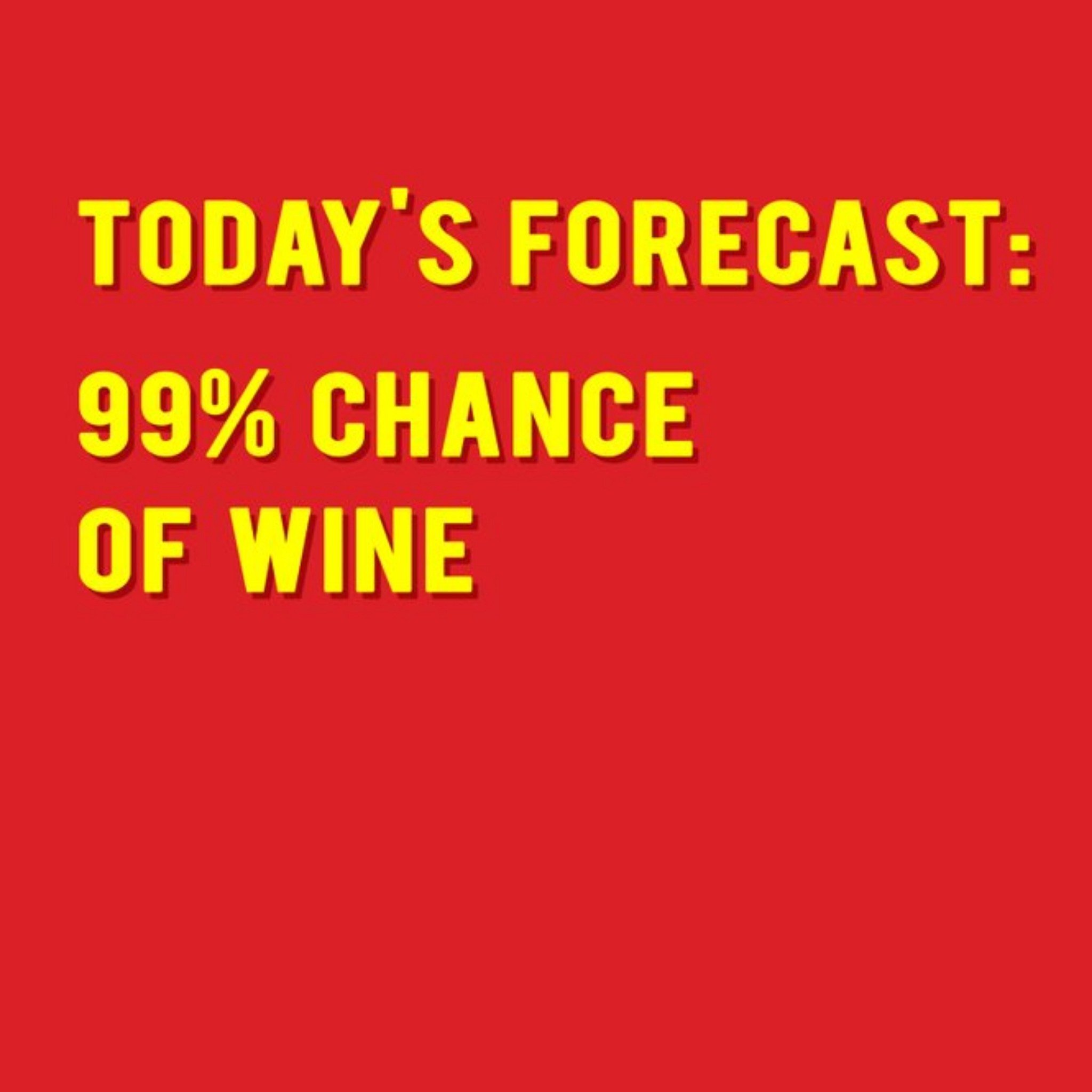 Moonpig Modern Typographical 99 Percent Chance Of Wine Card, Large