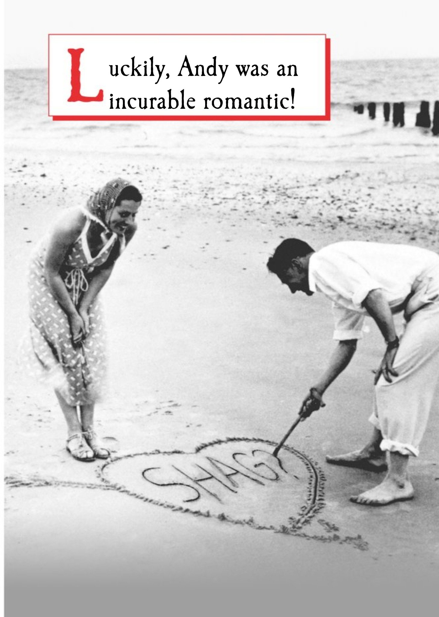 Moonpig An Incurable Romantic Funny Beach Card, Large