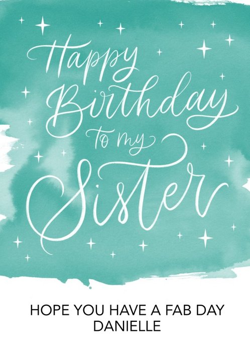 Starry Typographic Customisable Sister Birthday Card