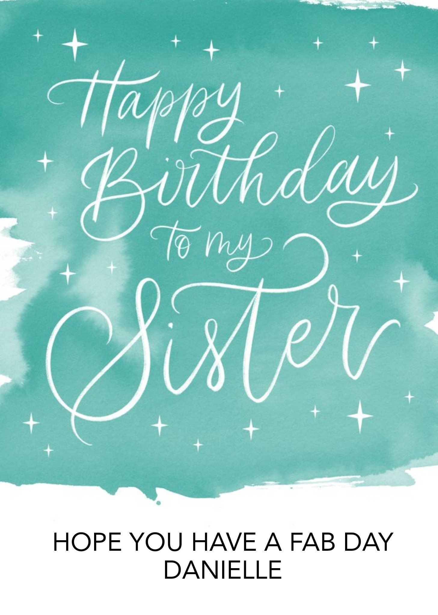 Moonpig Starry Typographic Customisable Sister Birthday Card, Large