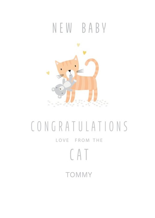 Cute Illustrative Cat New Baby Card