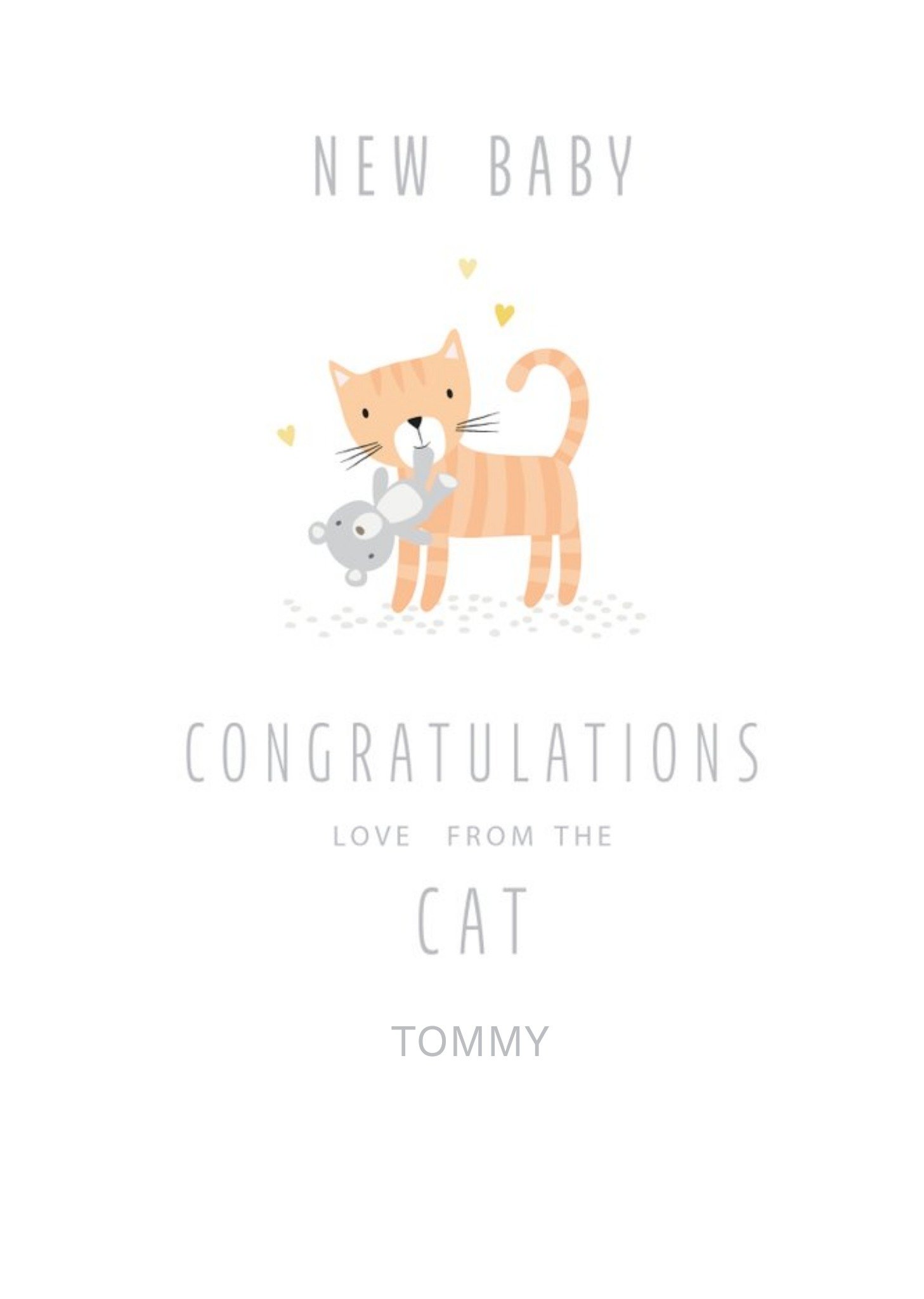 Cute Illustrative Cat New Baby Card Ecard