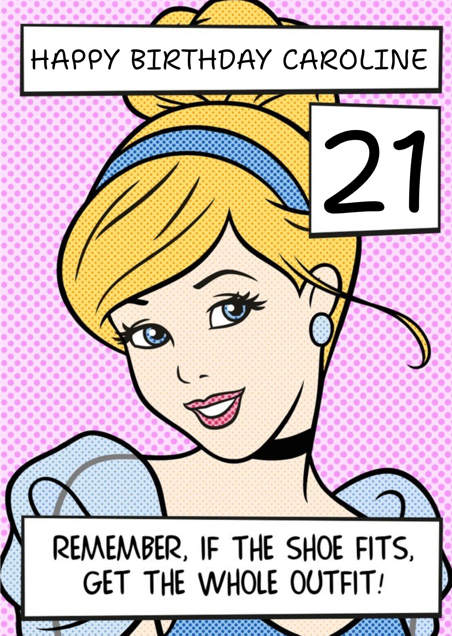 Disney Cinderella If The Shoe Fits, Get The Whole Outfit Personalised Happy Birthday Card Ecard