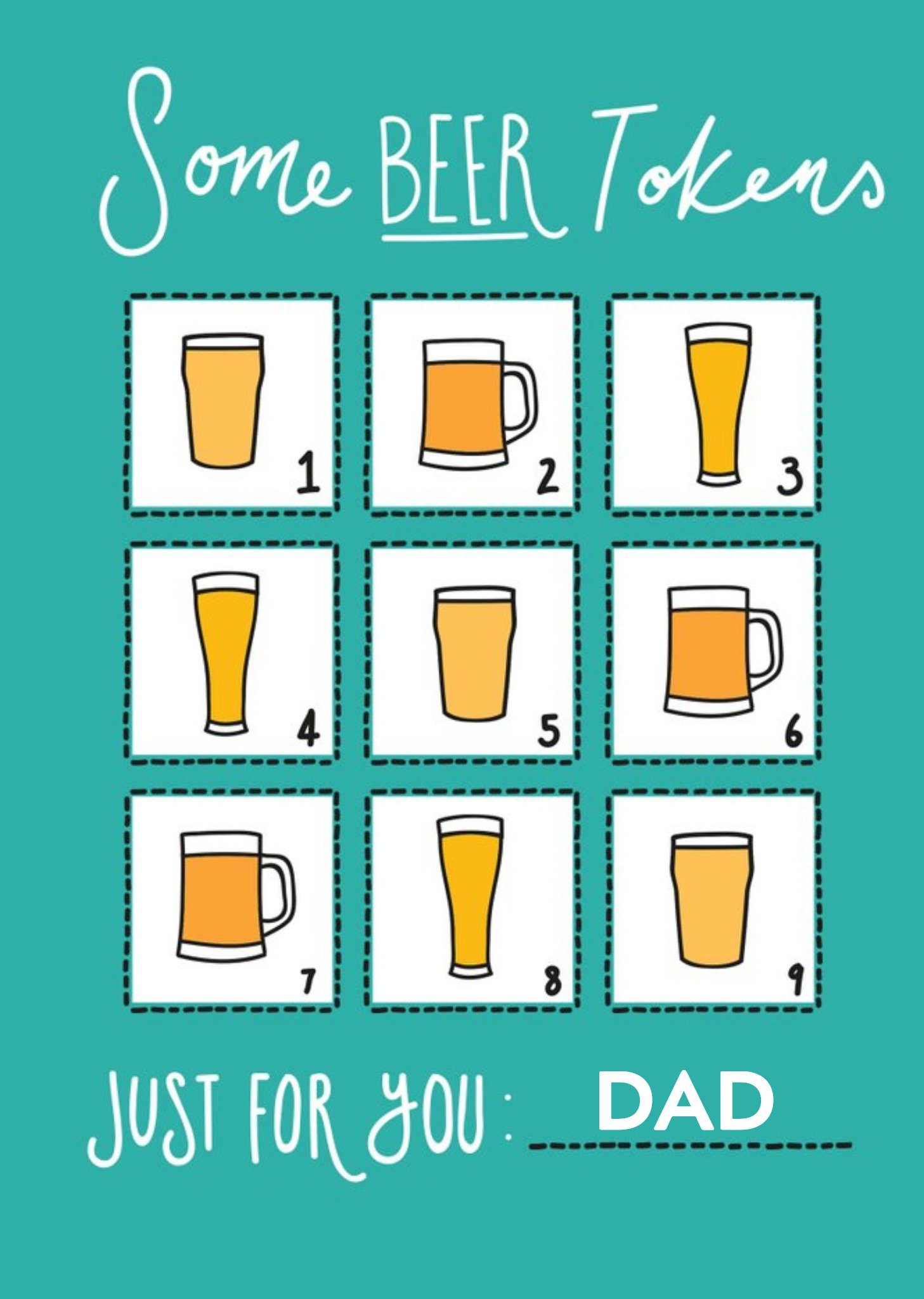 Beer Tokens Happy Father's Day Card Ecard