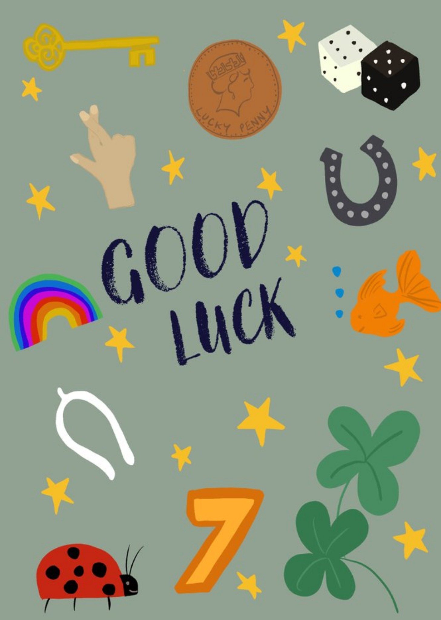 Moonpig Good Luck Luck Illustrations Card, Large