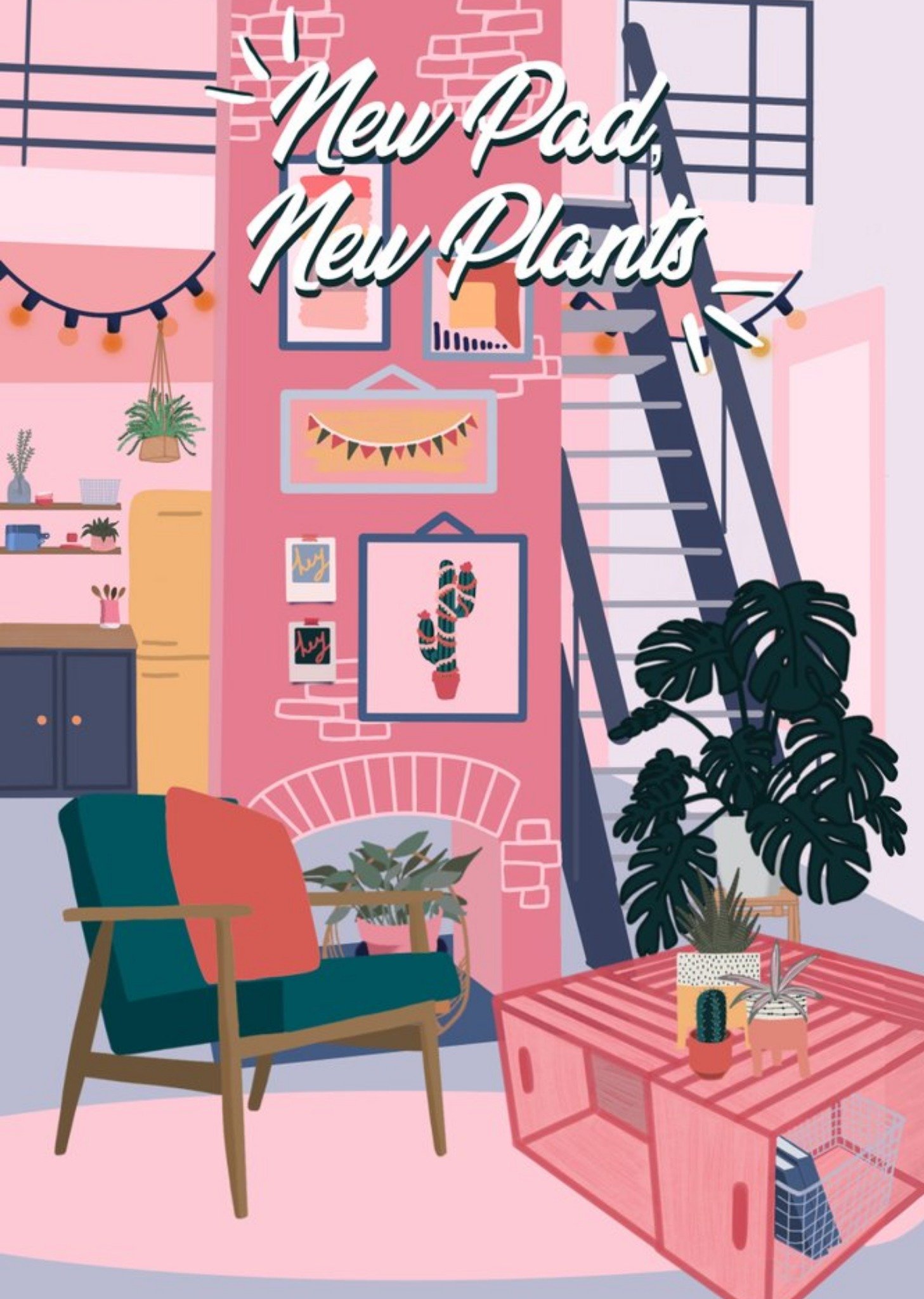 New Pad New Plants Illustration New Home Card Ecard