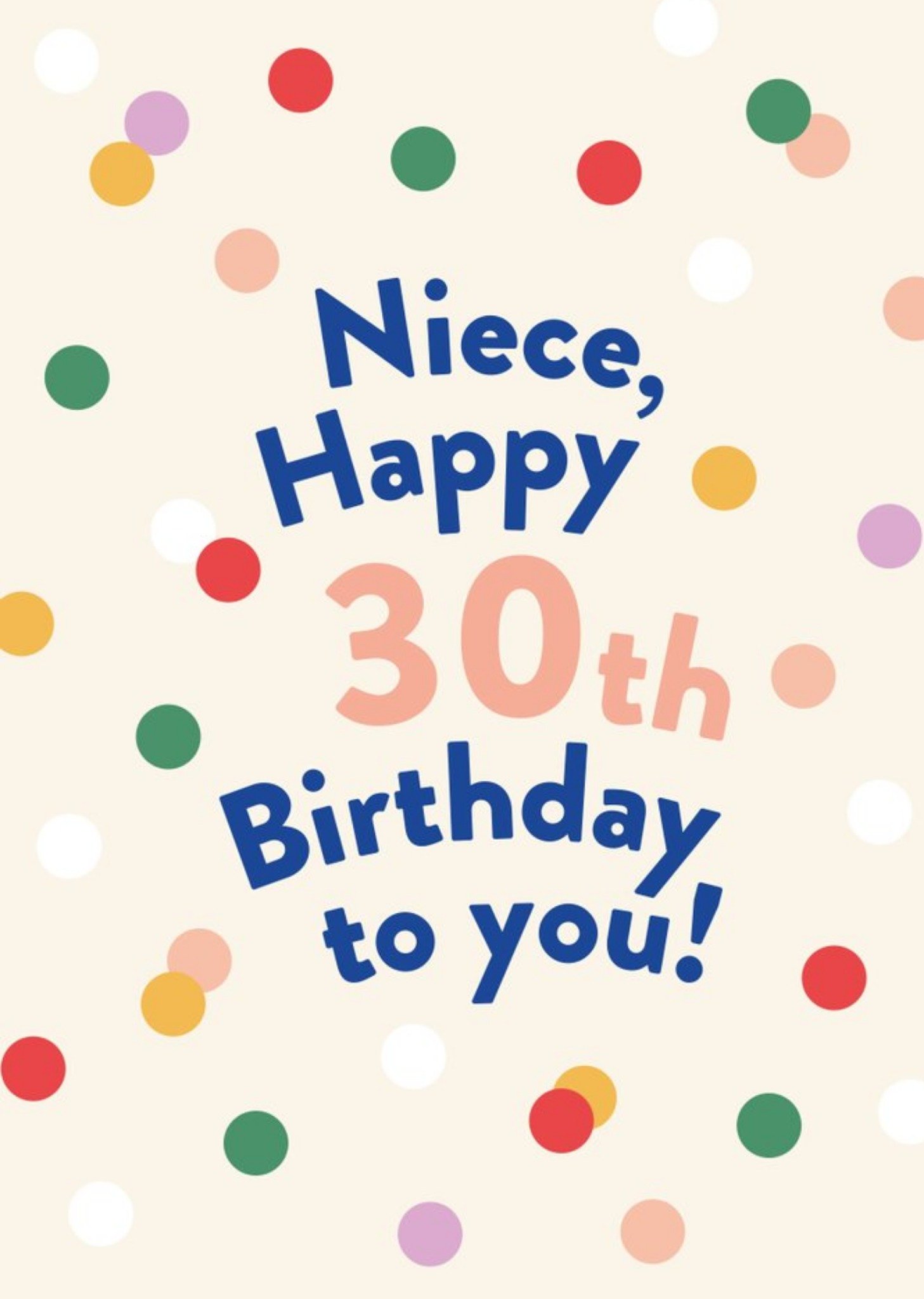 Moonpig Illustrated Modern Spots Design Niece Happy 30th Birthday To You Card, Large