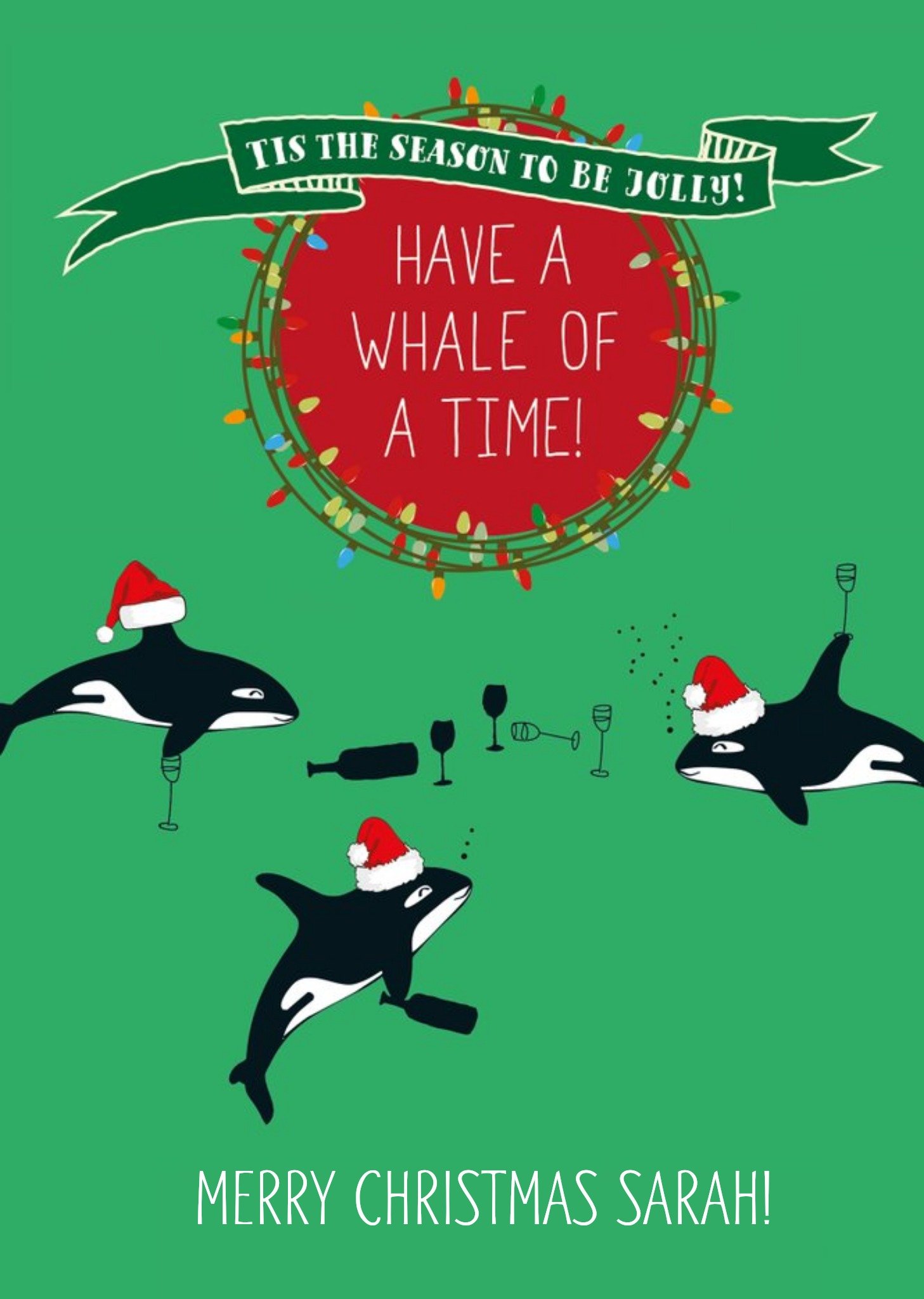 Animal Crackers Whales Drinking Have A Whale Of A Time Christmas Card Ecard