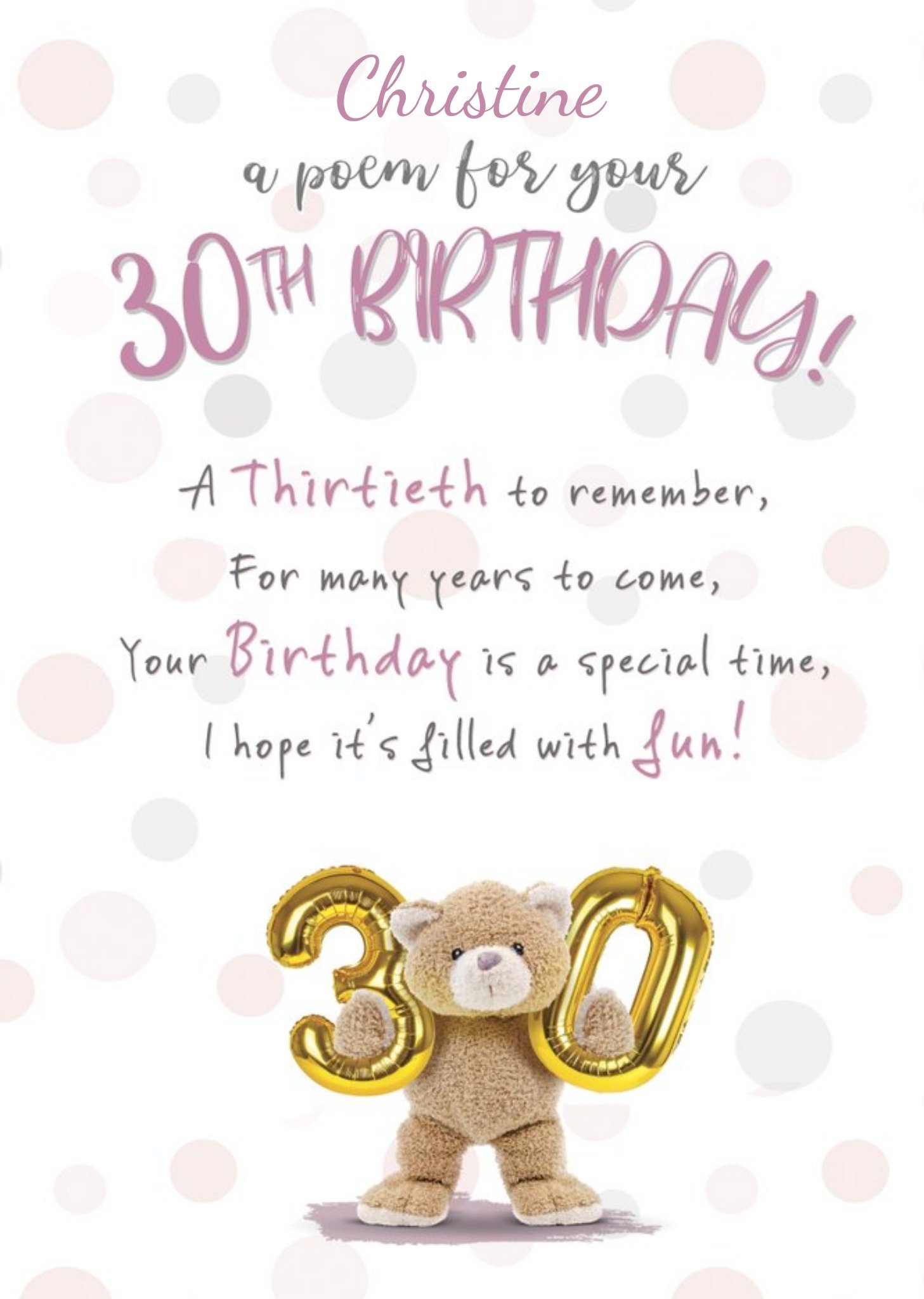 Sweet Poem Personalised 30th Birthday Card Ecard