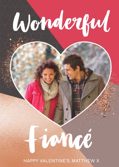 Glitter Dust To My Wonderful Fiance Valentines Personalised Photo Card