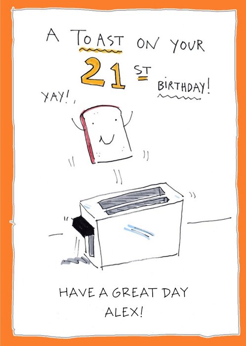 Funny birthday toast friend 21st birthday card