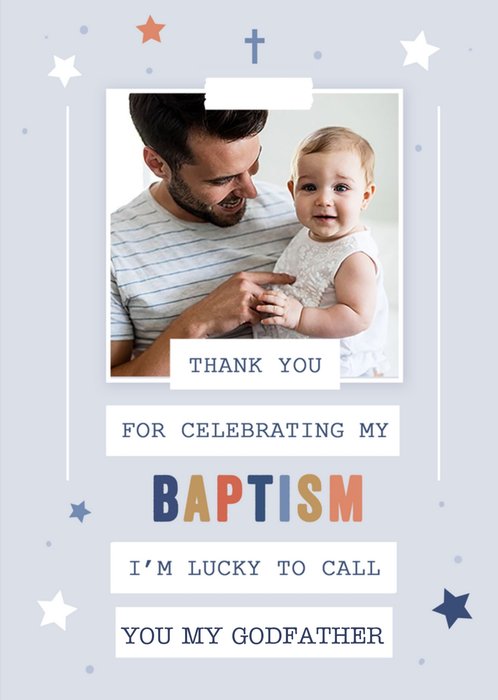 You Are Golden Thank You Godfather Baptism Photo Upload Card