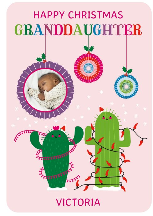 Happy Christmas Granddaughter Photo Upload Christmas Card