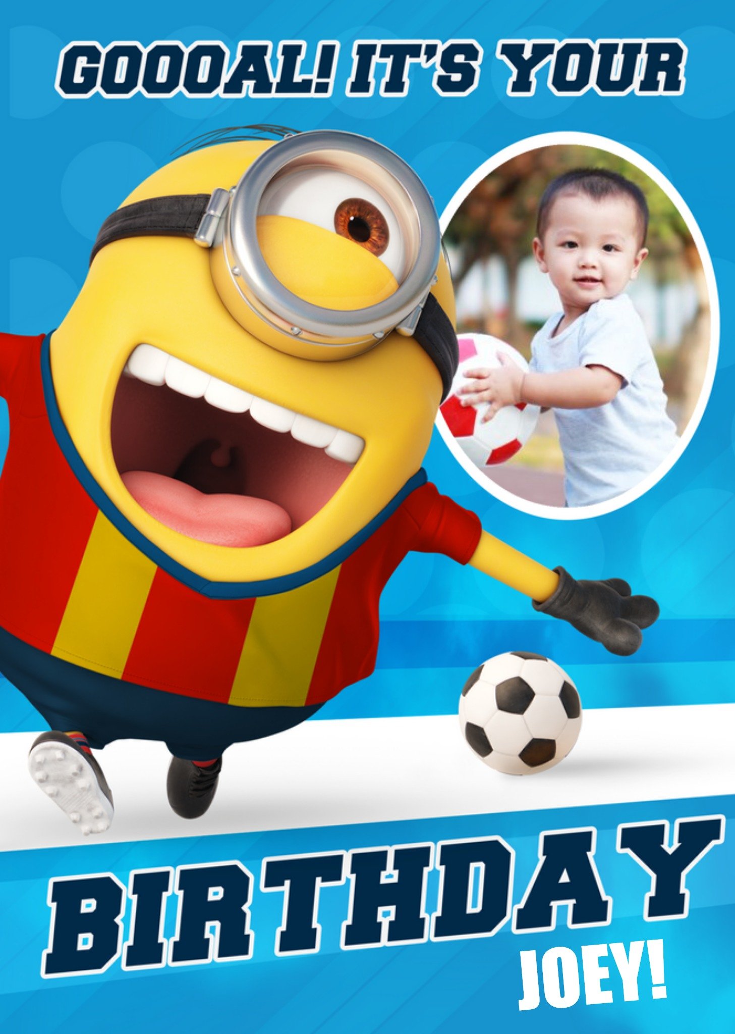 Despicable Me Kid's Birthday Cards - Minions - Football - Photo Upload Cards, Large