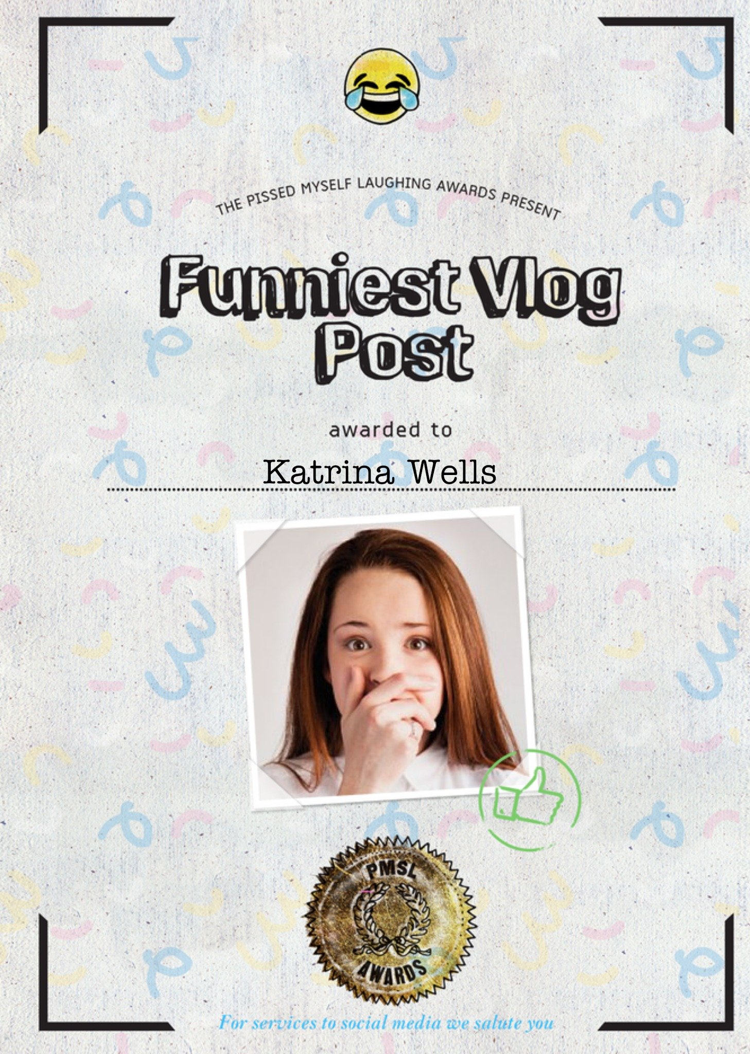 Funniest Vlog Post Personalised Photo Upload Card Ecard