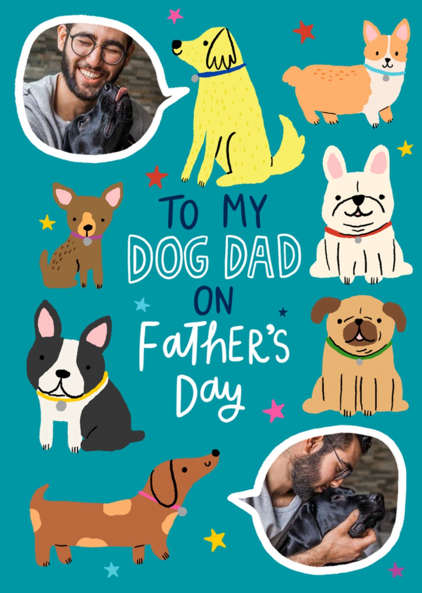 Illustrated Cute To My Dog Dad On Fathers Day Ecard