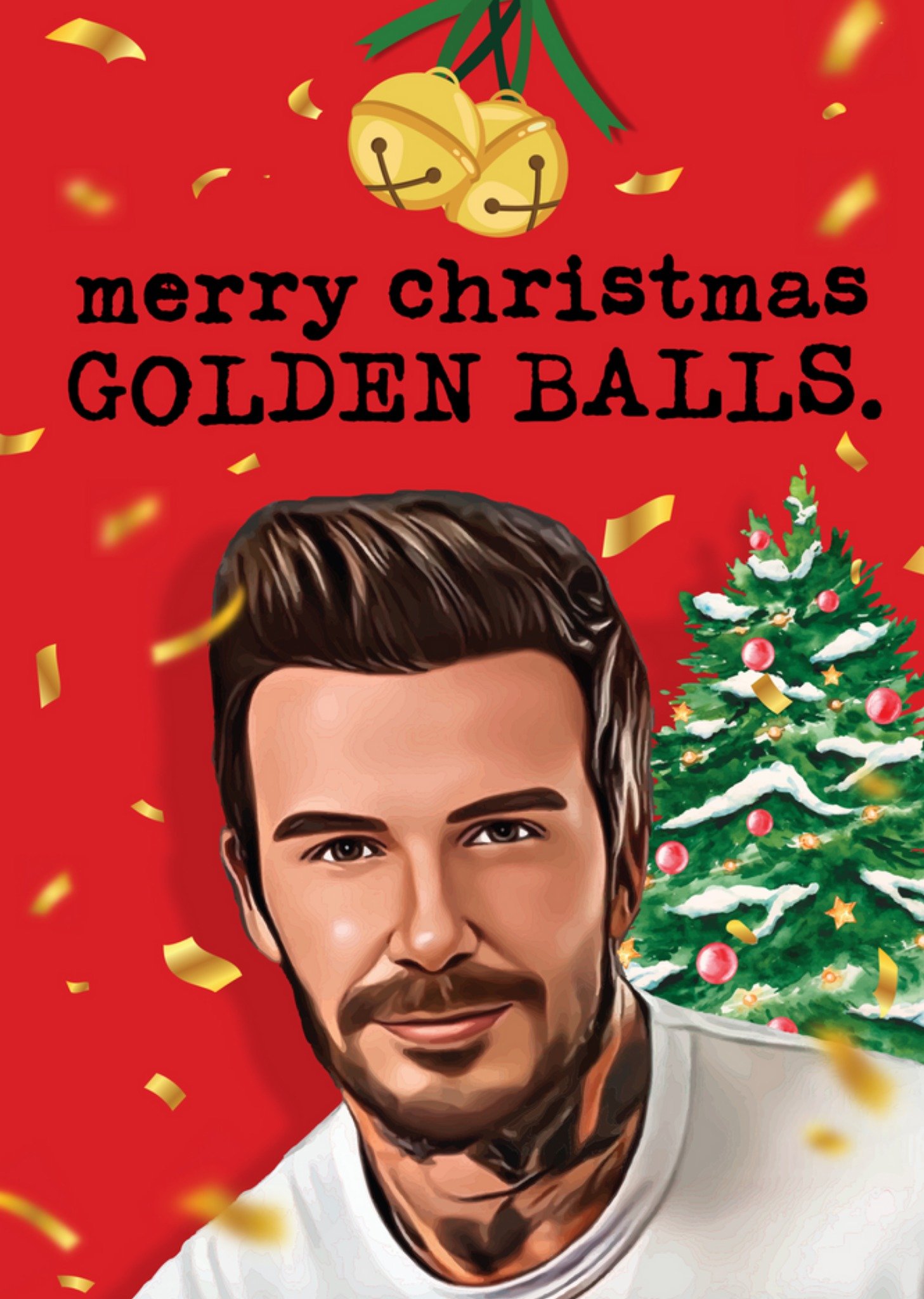 Moonpig Merry Christmas Golden Balls Card, Large