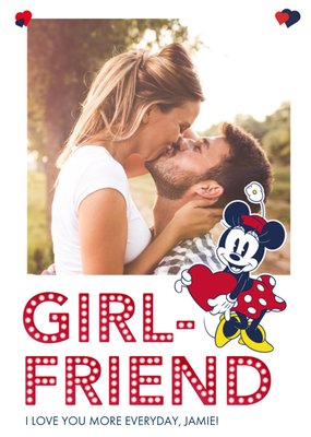 Disney Minnie Mouse I Love You Girlfriend Photo Valentine's Day Card