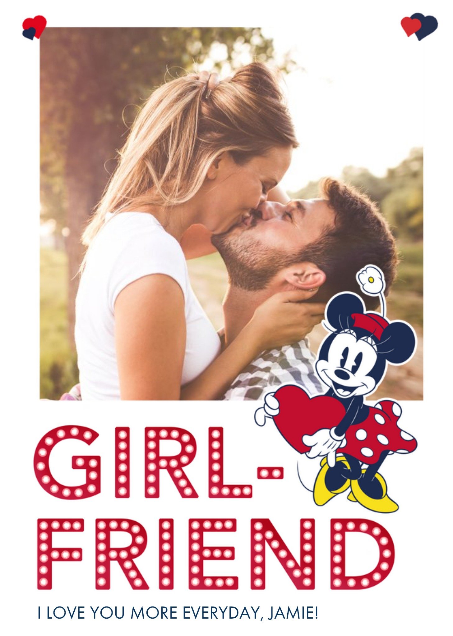 Disney Minnie Mouse I Love You Girlfriend Photo Valentine's Day Card, Large