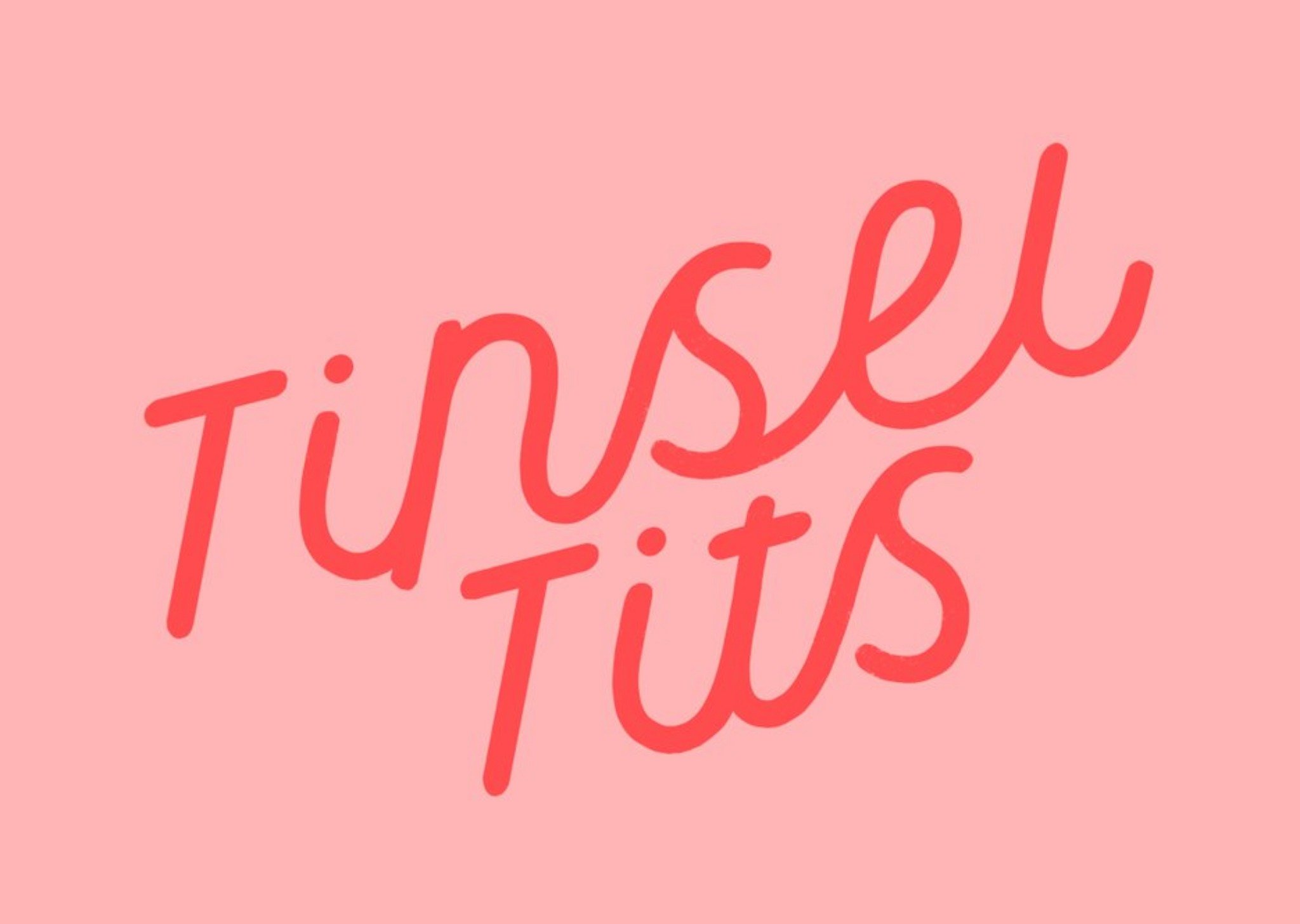 Moonpig Tinsel Tits Pink Typographical Card, Large