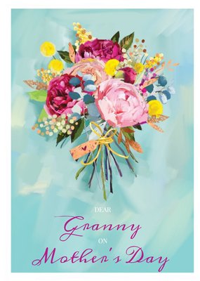 Bright Watercolour Flower Bouquet Personalised Mother's Day Card for Granny
