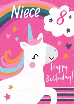 Unicorn and Rainbow Personalise Age Birthday Card