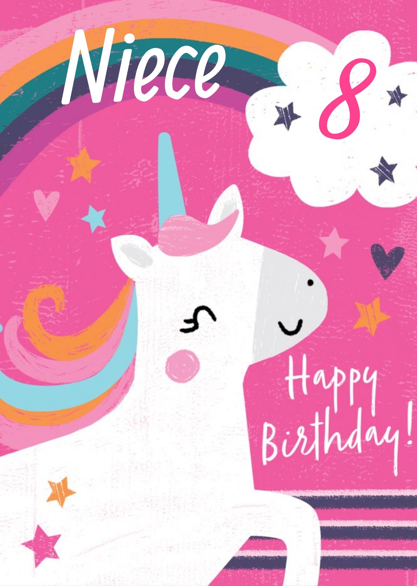 Moonpig Unicorn And Rainbow Personalise Age Birthday Card, Large