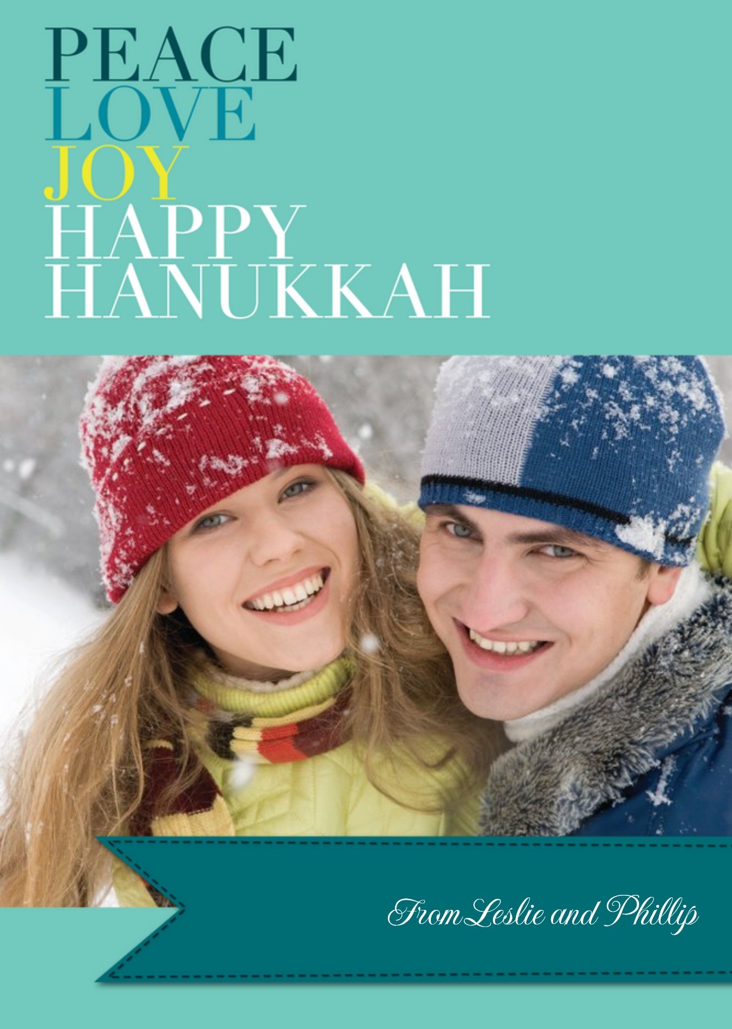 Peace Love Joy Personalised Photo Upload Happy Hanukkah Card Ecard