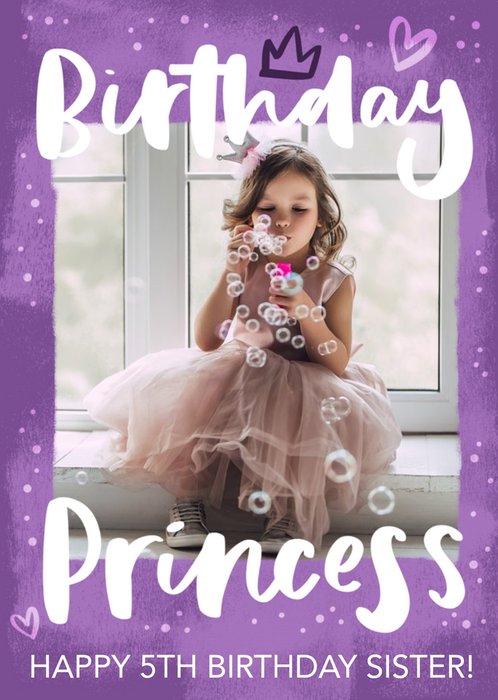 Birthday Princess Photo Upload Sister Card