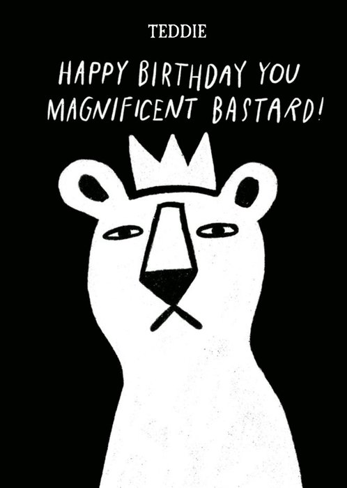 Pigment Simple Illustrated Lion Typographic Customisable Birthday Card