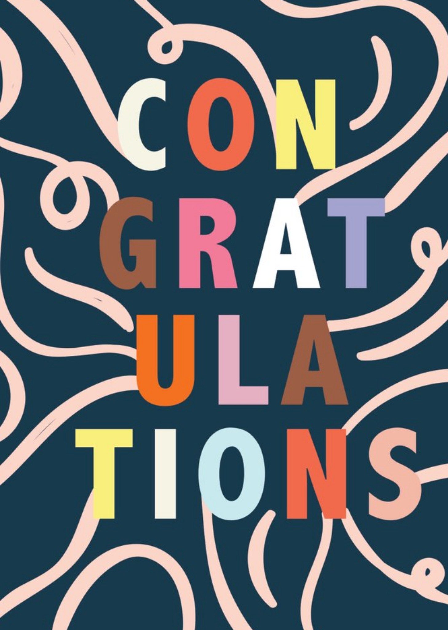 Colourful Typographic Illustrated Pattern Congratulations Card Ecard