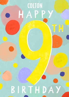 Colourful Typographic 9th Birthday Card