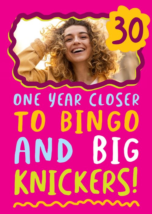 Banter! Funny Illustrated Photo Upload Typographic 30th Birthday Card