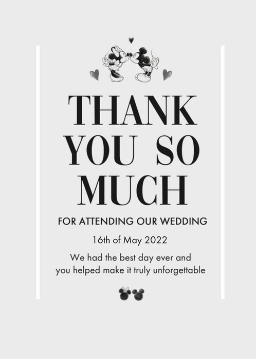 Disney Mickey Mouse Thank You Wedding Card