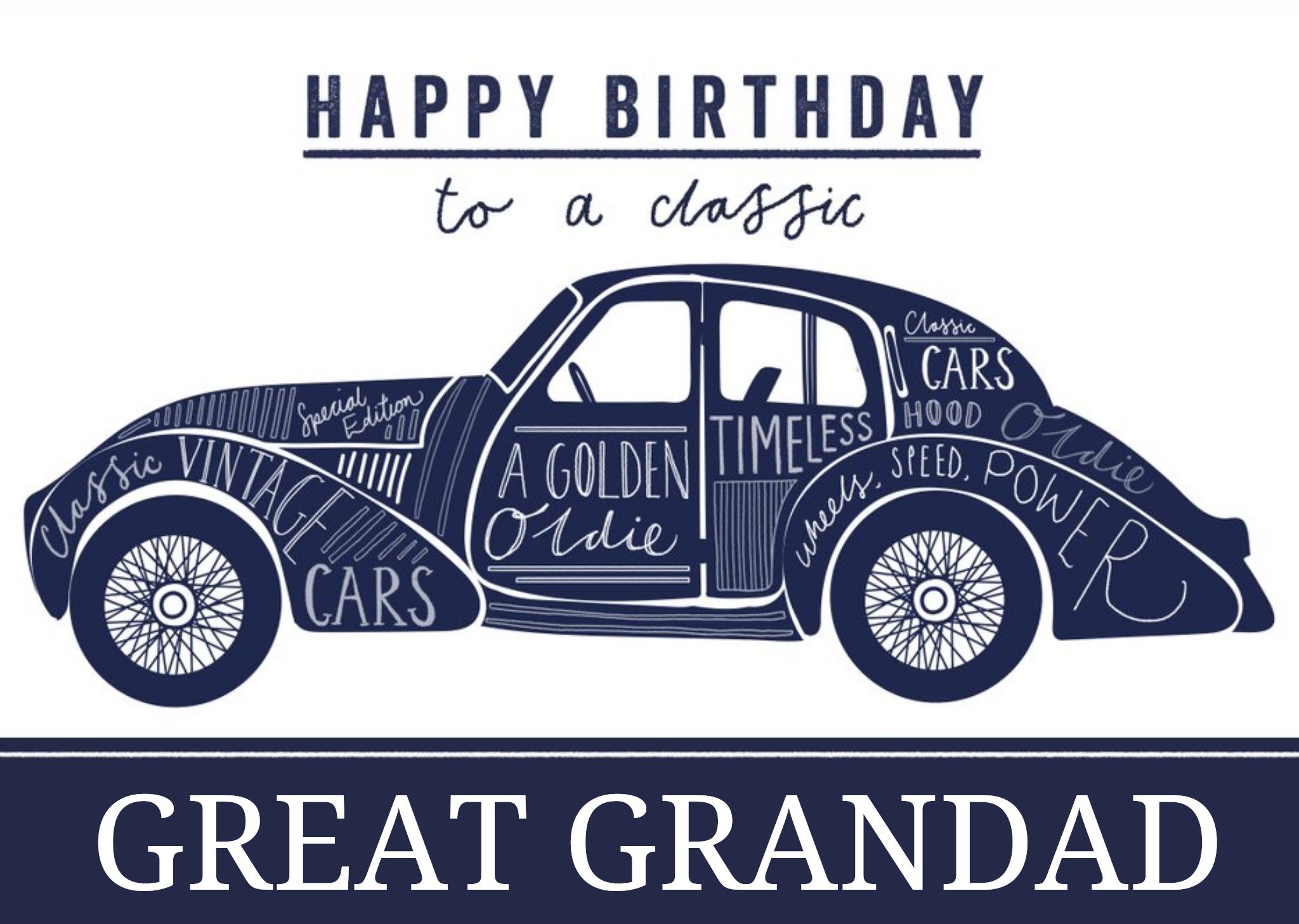 Moonpig Classic Car Great Grandad Birthday Card, Large